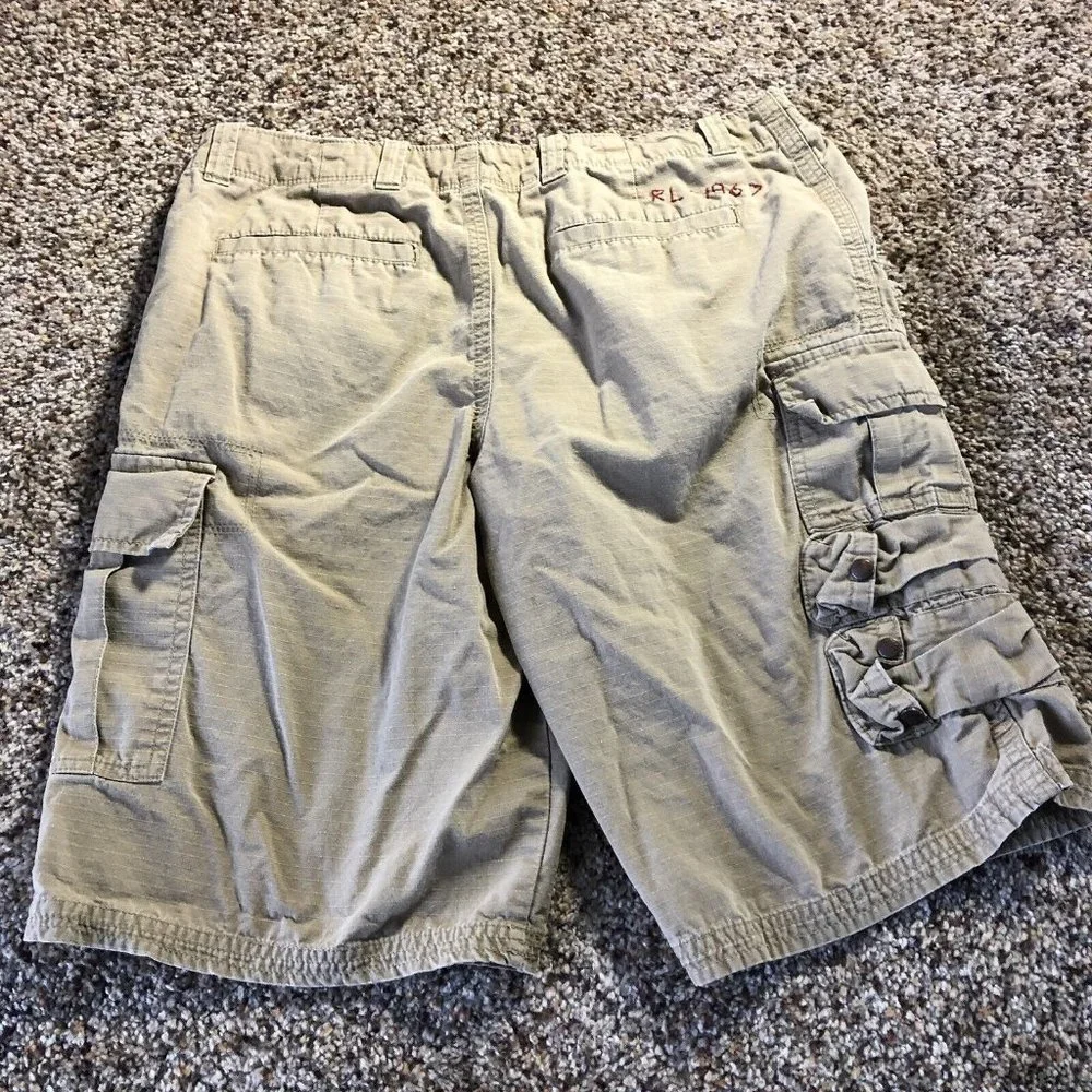 RL 1967 Ralph Lauren Polo Tan Khaki‎ Boys Cargo Shorts Size 16